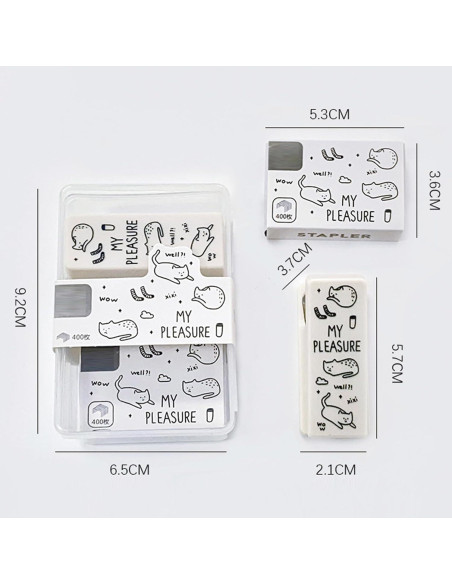 Grapadora de Caricatura MOZXIRZ Mini Blanca con 400 Grapas