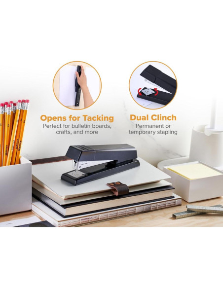 Grapadora de Oficina Bostitch 3713 Sin Atascos Negra 25 Hojas