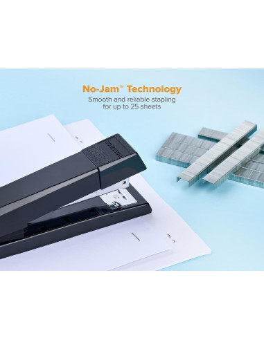 Grapadora de Oficina Bostitch 3713 Sin Atascos Negra 25 Hojas