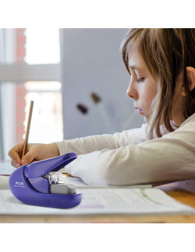 Grapadora Compacta Plus Paper Clinch Azul Sin Grapas