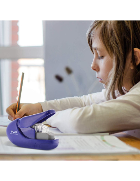 Grapadora Compacta Plus Paper Clinch Azul Sin Grapas