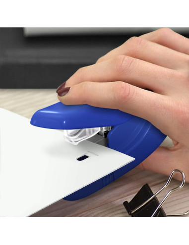 Grapadora Compacta Plus Paper Clinch Azul Sin Grapas
