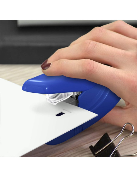 Grapadora Compacta Plus Paper Clinch Azul Sin Grapas