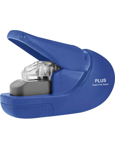 Grapadora Compacta Plus Paper Clinch Azul Sin Grapas