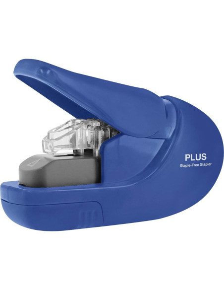 Grapadora Compacta Plus Paper Clinch Azul Sin Grapas