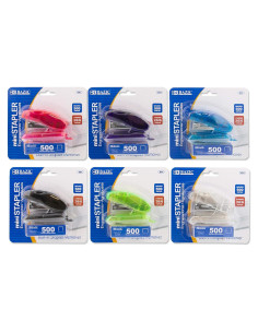 Mini Grapadora BAZIC con 500 Grapas Estándar 26/6 y Removedor