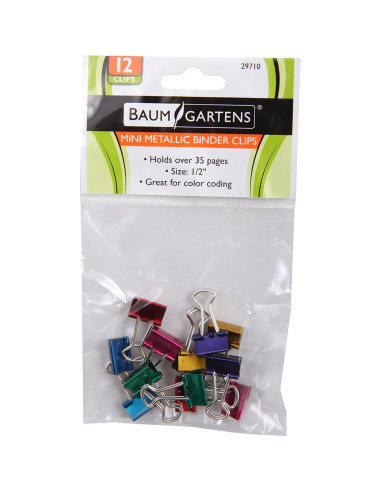 Mini Clips de Carpeta Baumgartens BAU29710 1.27 cm 12 Piezas