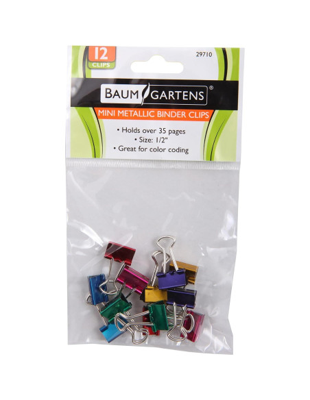 Mini Clips de Carpeta Baumgartens BAU29710 1.27 cm 12 Piezas