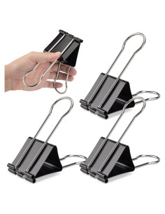 Clips de Carpeta Jumbo OWLKELA 4 Pcs 6 cm Acero Negro