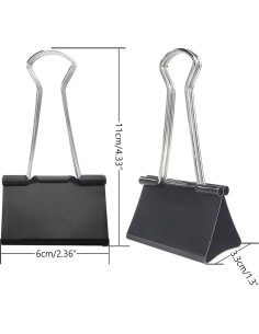 Clip de carpeta extragrande DSTELIN negro - Paquete de 12 2