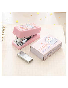 Grapadora Mini Rosa Pxiryanlow con Grapas No.12 y Quitagrapas