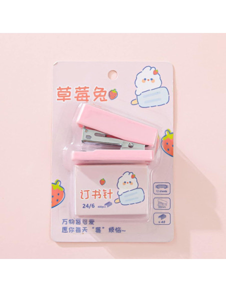 Grapadora Mini Rosa Pxiryanlow con Grapas No.12 y Quitagrapas