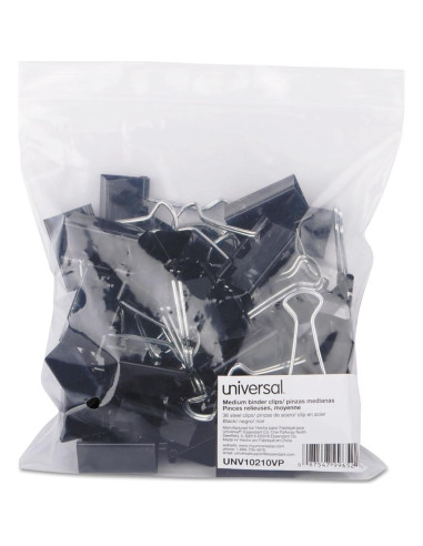 Clip de carpeta mediano Universal 10210VP acero 36 piezas