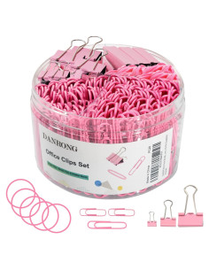Juego de Clips de Papel y Carpeta DANRONG Rosa 380 Piezas