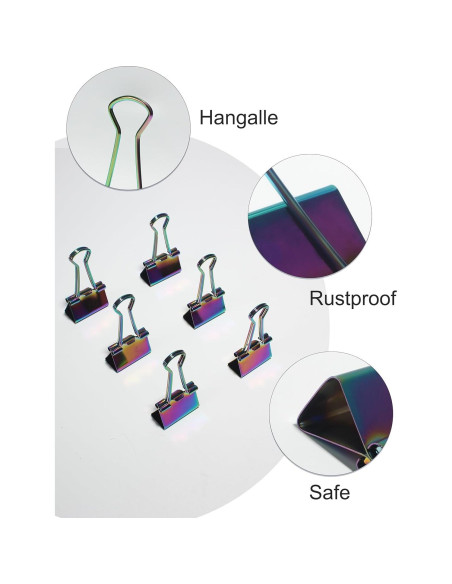 10 Clips de Papel Arcoíris QUJUFIND 25.4mm para Oficina 10 Clips de Papel Arcoíris QUJUFIND 25.4mm para Oficina