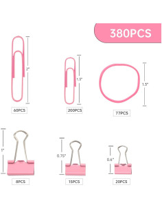 Juego de Clips de Papel y Carpeta DANRONG Rosa 380 Piezas 2