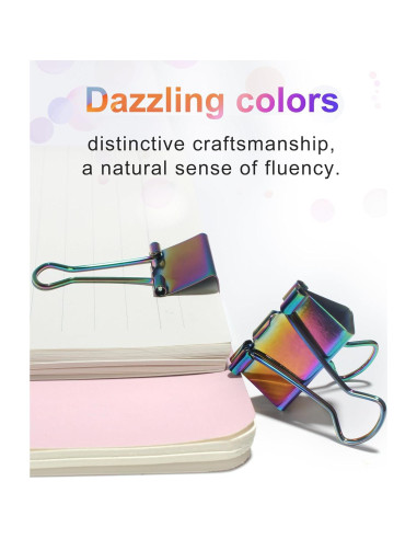 10 Clips de Papel Arcoíris QUJUFIND 25.4mm para Oficina