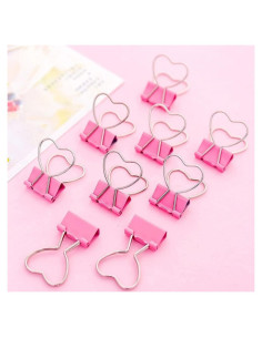 Clip de Metal Rosa en Forma de Corazón Htppzjr - 10 Unidades