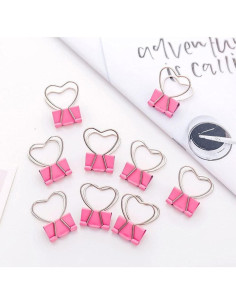 Clip de Metal Rosa en Forma de Corazón Htppzjr - 10 Unidades 2