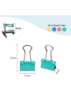 Set de 40 Clips de Carpeta Ykimok 15mm en 4 Colores 2