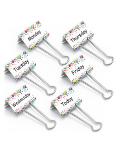 Juego de 6 Clips de Carpeta Grandes Tenare - Días de la Semana