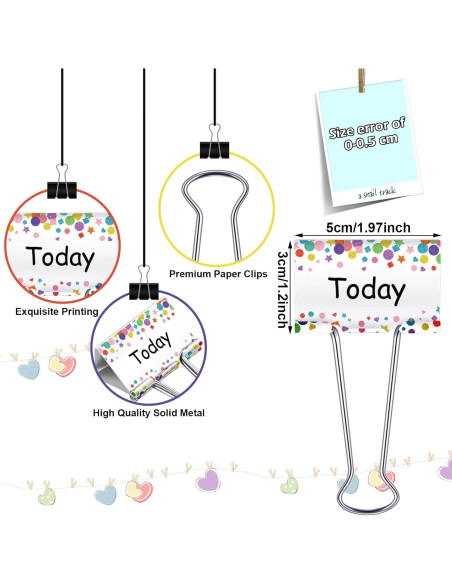 Juego de 6 Clips de Carpeta Grandes Tenare - Días de la Semana