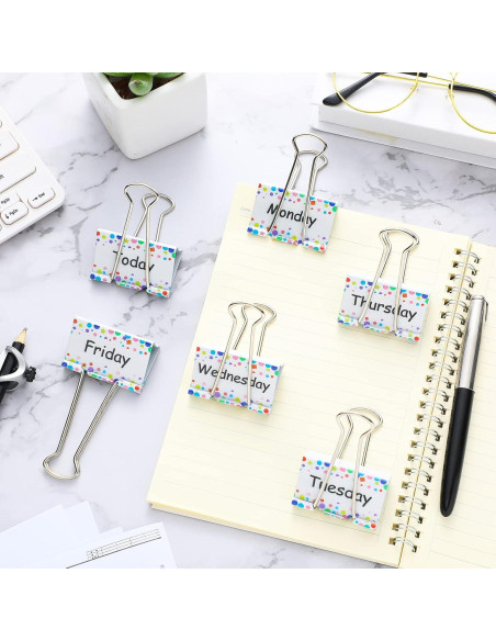 Juego de 6 Clips de Carpeta Grandes Tenare - Días de la Semana