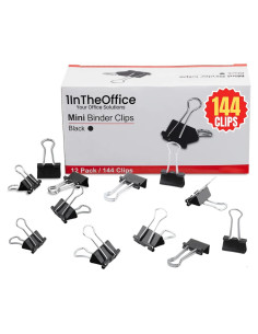 Mini Clips de Carpeta 1EnLaOficina Metal Negro Paquete 144