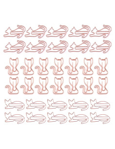 Clips de Papel Metálicos Hesena en Forma de Gato 102 Pcs Oro Rosa