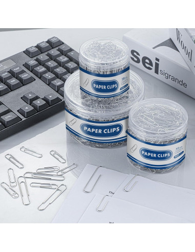 1800 Clips de Papel BainGesk Variados 50mm, 33mm, 28mm Duraderos