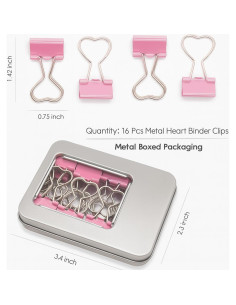 16 Clips de Binder en Forma de Corazón Rosa Haowuliao 2
