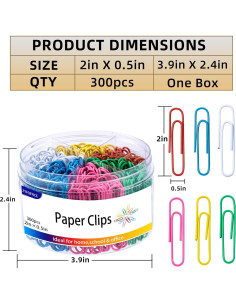 Clip de Papel Jumbo Colorido ZYFOFFICE 300 Piezas 50 mm 2