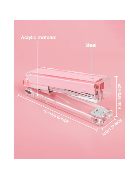 Grapadora Acrílica Transparente Honagu Rosa - Accesorio de Oficina