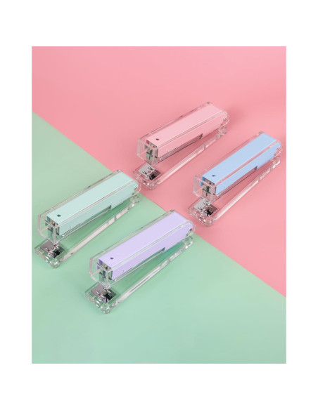 Grapadora Acrílica Transparente Honagu Rosa - Accesorio de Oficina