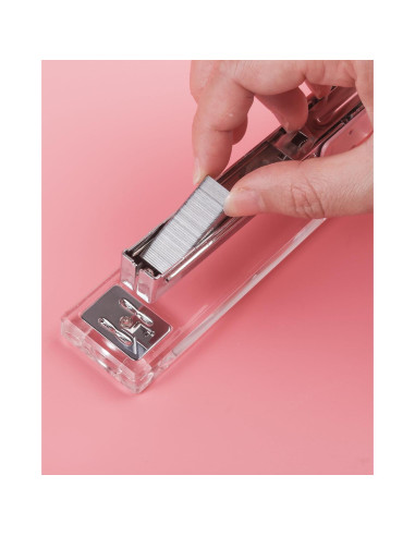 Grapadora Acrílica Transparente Honagu Rosa - Accesorio de Oficina