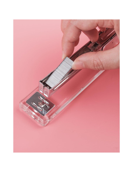 Grapadora Acrílica Transparente Honagu Rosa - Accesorio de Oficina