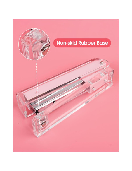 Grapadora Acrílica Transparente Honagu Rosa - Accesorio de Oficina