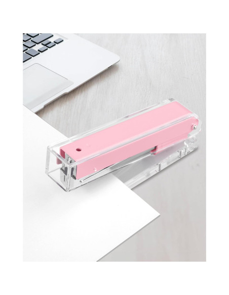 Grapadora Acrílica Transparente Honagu Rosa - Accesorio de Oficina