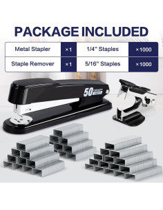 Grapadora Deli Alta Capacidad 50 Hojas con 2000 Grapas Negra 2