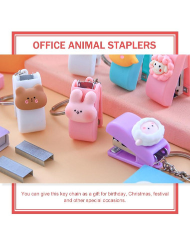 5 Mini Grapadoras Portátiles Tofficu con Llavero - Animales