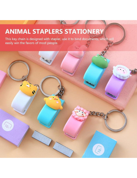 5 Mini Grapadoras Portátiles Tofficu con Llavero - Animales