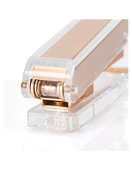 Grapadora de Escritorio SIRMEDAL Acrílica Dorada con 1000 Grapas