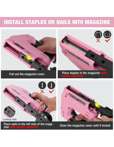 Pistola de Grapas Eléctrica WORKPRO 3.6V Rosa 2000 Grapas