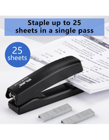 Grapadora de Oficina IMLIKE Negra con 2000 Grapas 25 Hojas
