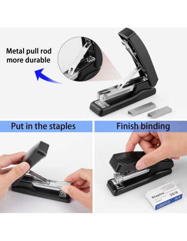 Grapadora de Oficina IMLIKE Negra con 2000 Grapas 25 Hojas