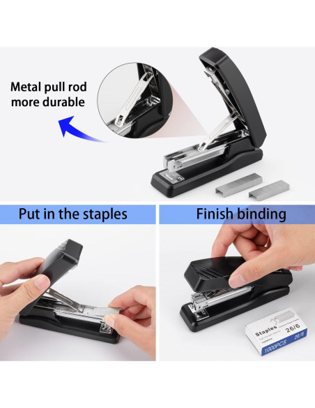 Grapadora de Oficina IMLIKE Negra con 2000 Grapas 25 Hojas