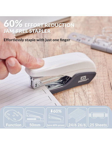 Grapadora NEEWAY Sin Esfuerzo 25 Hojas Blanca + 1000 Grapas