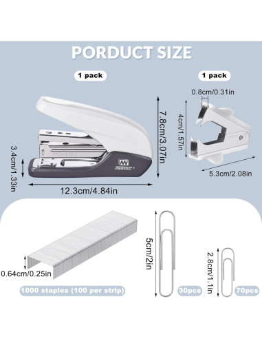 Grapadora NEEWAY Sin Esfuerzo 25 Hojas Blanca + 1000 Grapas