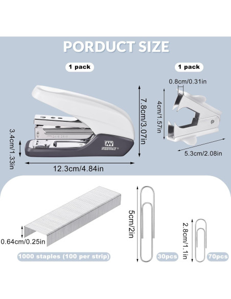 Grapadora NEEWAY Sin Esfuerzo 25 Hojas Blanca + 1000 Grapas