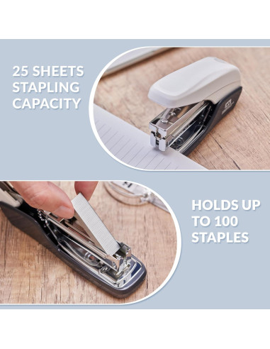 Grapadora NEEWAY Sin Esfuerzo 25 Hojas Blanca + 1000 Grapas